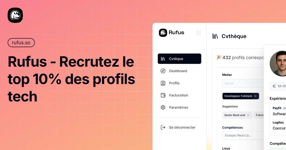 Rufus - Recrutez le top 10% des profils tech